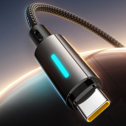 Кабел за данни и зареждане USB-A - USB-C Baseus Lit Button Control, 100W, 2m, Черен P10379002121-01