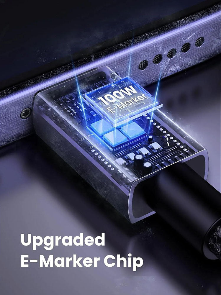 Кабел за данни и зареждане USB-C - USB-C UGREEN L512, 100W, 0.5m, Сив