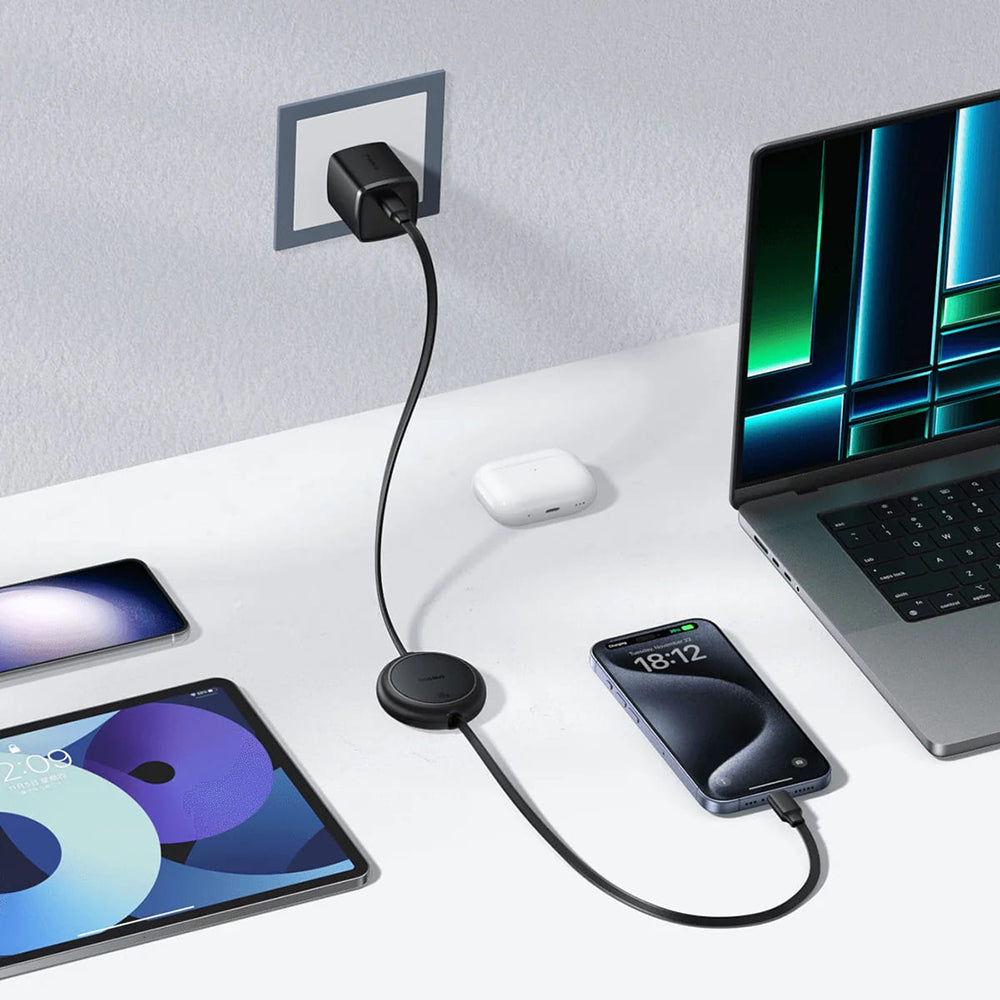 Кабел за данни и зареждане USB-C - USB-C Baseus Free2Pull Mini Retractable, 60W, 1m, Черен P10364500111-01