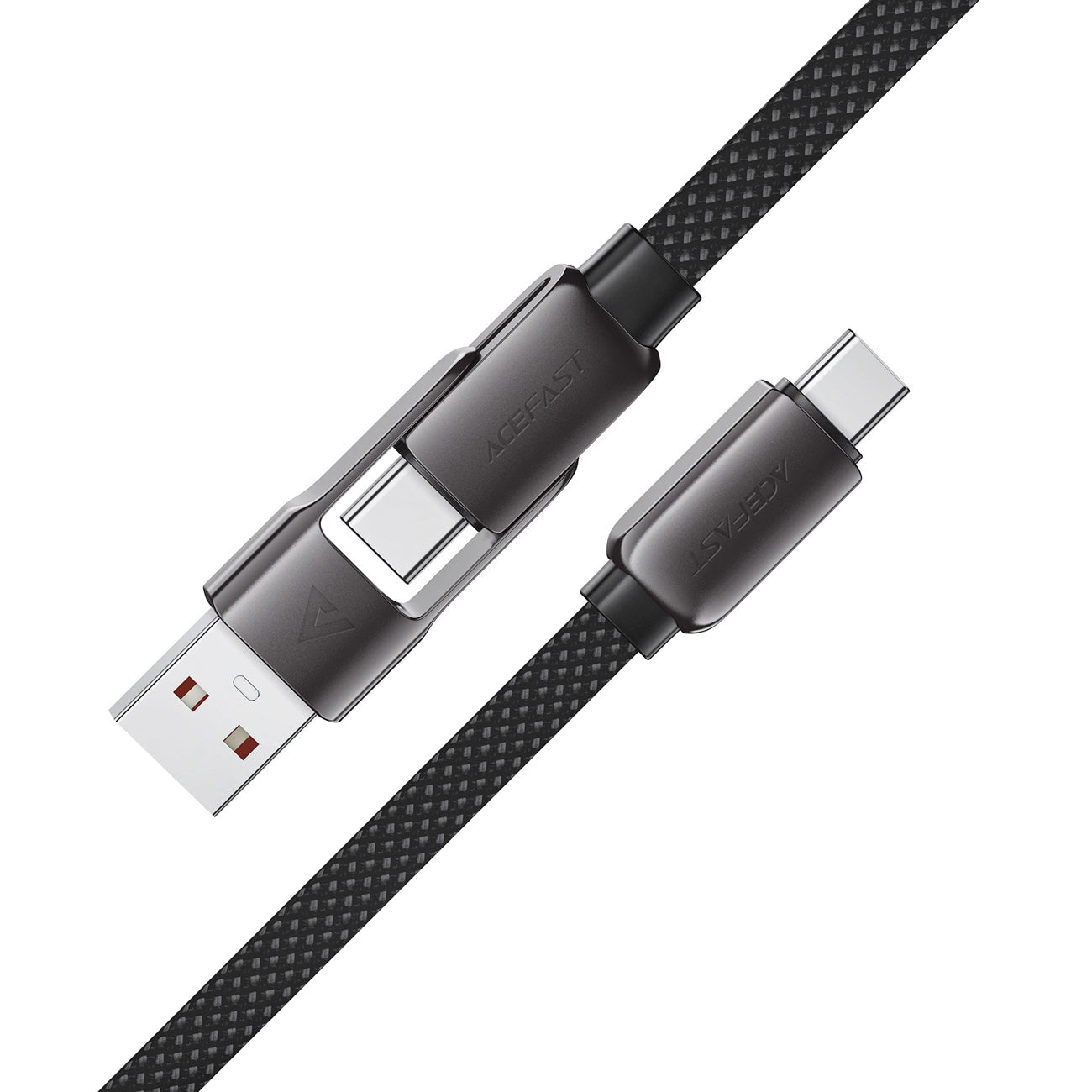 Кабел за данни и зареждане USB-C - USB-A / USB-C Acefast C13-05, 60W, 0.2m, Черен