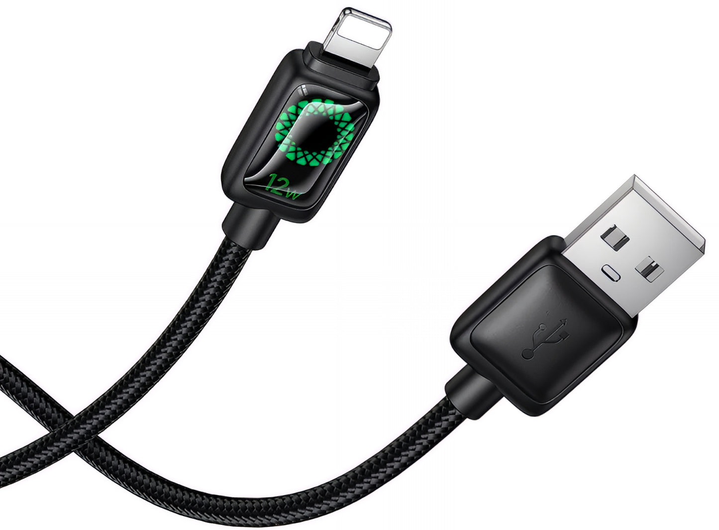 Кабел за данни и зареждане USB-A - Lightning HOCO U146, 12W, 1.2m, Черен