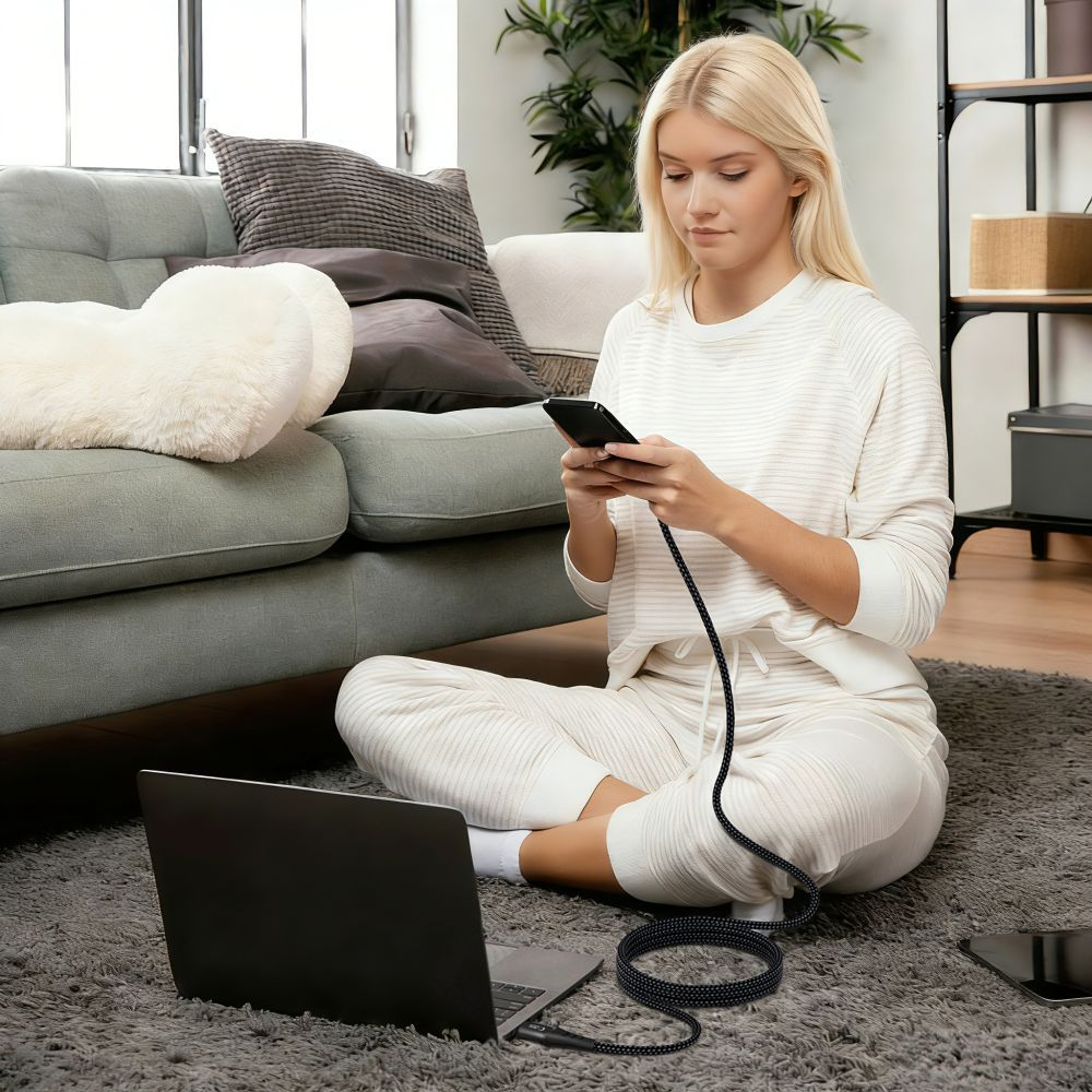 Кабел за данни и зареждане USB-C - USB-C Tech-Protect UB11T Ultraboost, 100W, 2м, Черен