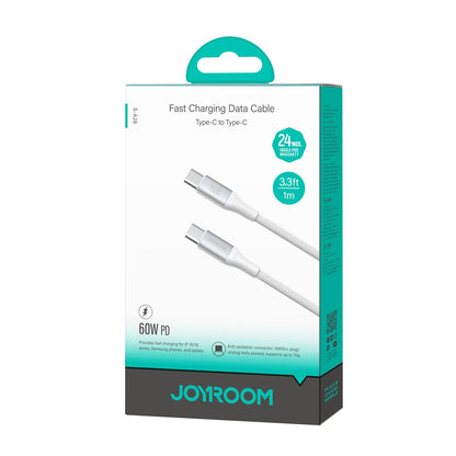 Кабел за данни и зареждане USB-C - USB-C Joyroom S-A28 Flash, 60W, 1m, Бял