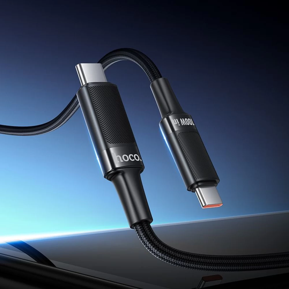 Кабел за данни и зареждане USB-C - USB-C HOCO U153 Extreme, 100W, 1.2м, Черен