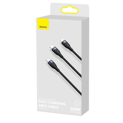 Кабел за данни и зареждане USB-C - Lightning / USB-C Baseus Flash Series 2in1, 100W, 1.2m, Черен CA1T2-F01