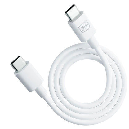 USB-C кабел за данни и зареждане - USB-C 3MK Hyper, 100W, 1,2 м, бял 