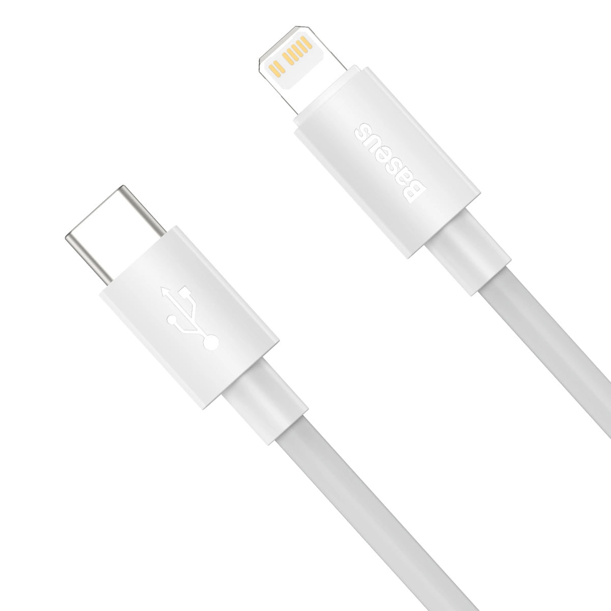 Baseus Simple Wisdom USB-C - Lightning кабел за пренос на данни и зареждане Simple Wisdom, 20W, 1,5 м, комплект 2 броя, бял 