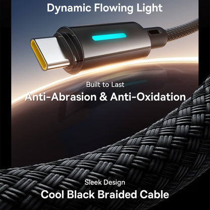 Кабел за данни и зареждане USB-A - USB-C Baseus Lit Button Control, 100W, 2m, Черен P10379002121-01