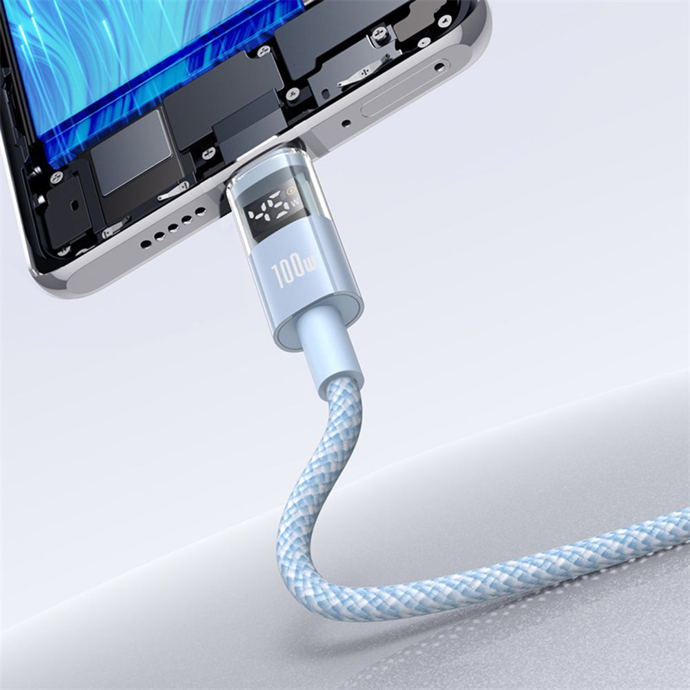 Кабел за данни и зареждане USB-A - USB-C Baseus Display 2, 100W, 1m, Син P10382701311-00
