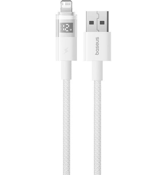 Кабел за данни и зареждане USB-A - Lightning Baseus Display 2, 18W, 2m, Бял P10382700211-01