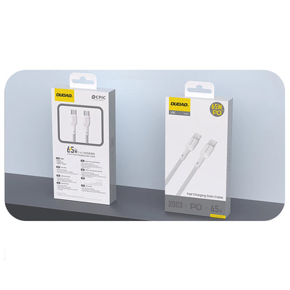 Кабел за данни и зареждане USB-C - USB-C Dudao L9C, 65W, 1m, Бял