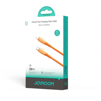 Кабел за данни и зареждане USB-C - Lightning Joyroom S-A59 Vibrant, 30W, 1.2m, Оранжев