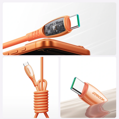 Кабел за данни и зареждане USB-C - USB-C Joyroom S-A59 Vibrant, 60W, 1.2m, Оранжев