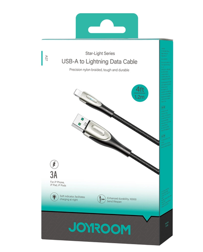 Кабел за данни и зареждане USB-A - Lightning Joyroom SA31-AL3, 18W, 1.2м, Черен