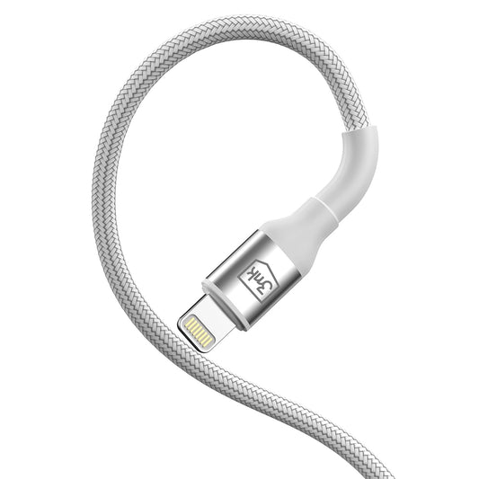 Кабел за данни и зареждане USB-A - Lightning 3MK Hyper N, 12W, 2m, Бял
