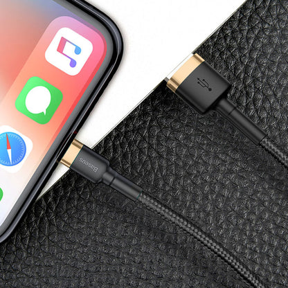 Baseus Cafule USB-A to Lightning Data and Charging Cable, 18W, 2m, Gold CALKLF-CV1