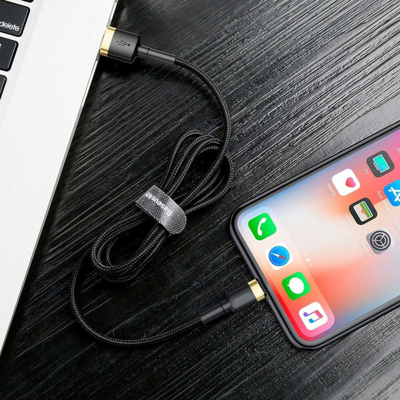 Baseus Cafule USB-A to Lightning Data and Charging Cable, 18W, 2m, Gold CALKLF-CV1