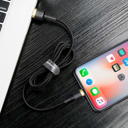 Baseus Cafule USB-A to Lightning Data and Charging Cable, 18W, 2m, Gold CALKLF-CV1