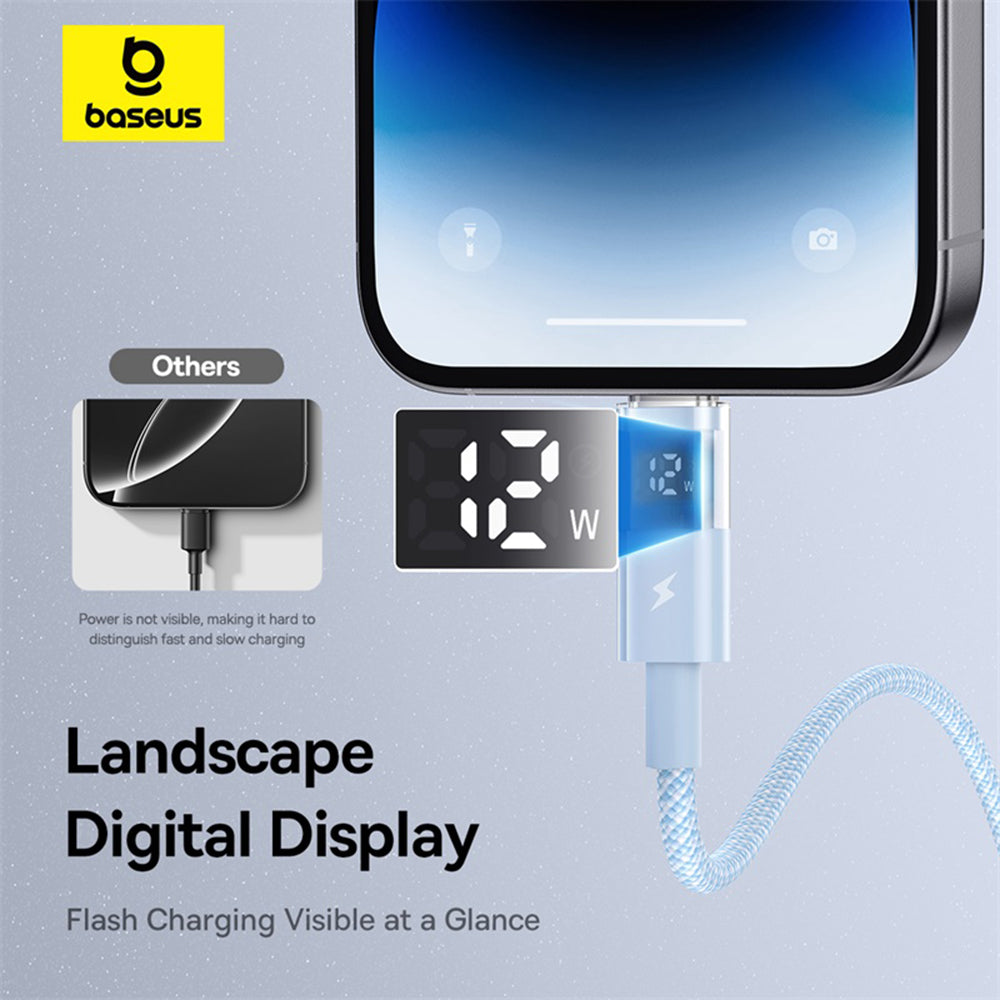 Кабел за данни и зареждане USB-A - Lightning Baseus Display 2, 12W, 2m, Син P10382700311-01