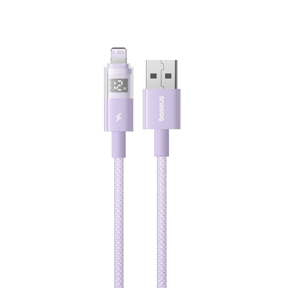 Кабел за данни и зареждане USB-A - Lightning Baseus Display 2, 12W, 1m, Лилав P10382700511-00