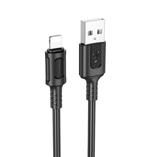 Кабел за данни и зареждане USB-A - Lightning Borofone BX111 Feliz, 18W, 1m, Черен