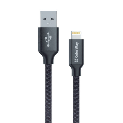Кабел за данни и зареждане USB-A - Lightning ColorWay CW-CBUL004, 18W, 1m, Черен