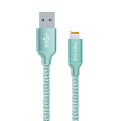 Кабел за данни и зареждане USB-A - Lightning ColorWay CW-CBUL004, 18W, 1m, Зелен
