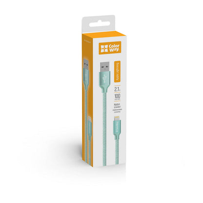 Кабел за данни и зареждане USB-A - Lightning ColorWay CW-CBUL004, 18W, 1m, Зелен