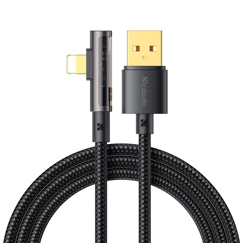 Кабел за данни и зареждане USB-A - Lightning McDodo CA-3510 Angled, 18W, 1.2m, Черен