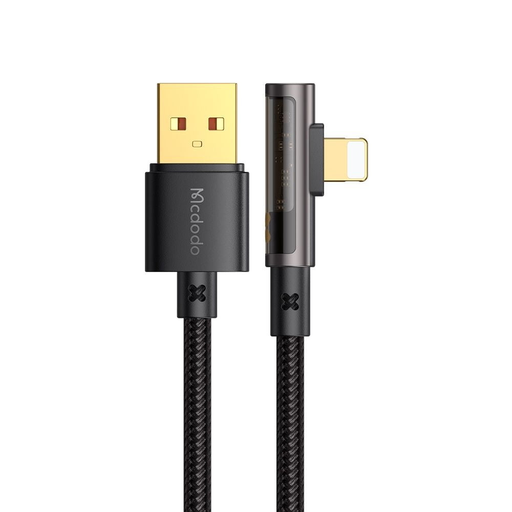 Кабел за данни и зареждане USB-A - Lightning McDodo CA-3510 Angled, 18W, 1.2m, Черен