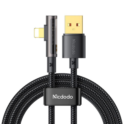 Кабел за данни и зареждане USB-A - Lightning McDodo CA-3510 Angled, 18W, 1.2m, Черен