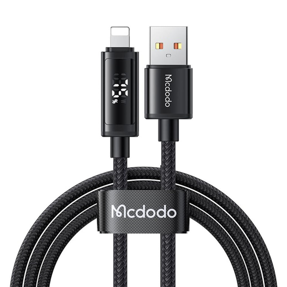 Кабел за данни и зареждане USB-A - Lightning McDodo CA-7970 Display, 18W, 1.2m, Черен