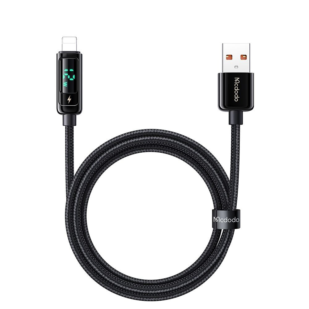 Кабел за данни и зареждане USB-A - Lightning McDodo CA-9940 Display, 12W, 1.2m, Черен