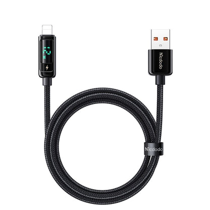 Кабел за данни и зареждане USB-A - Lightning McDodo CA-9940 Display, 12W, 1.2m, Черен