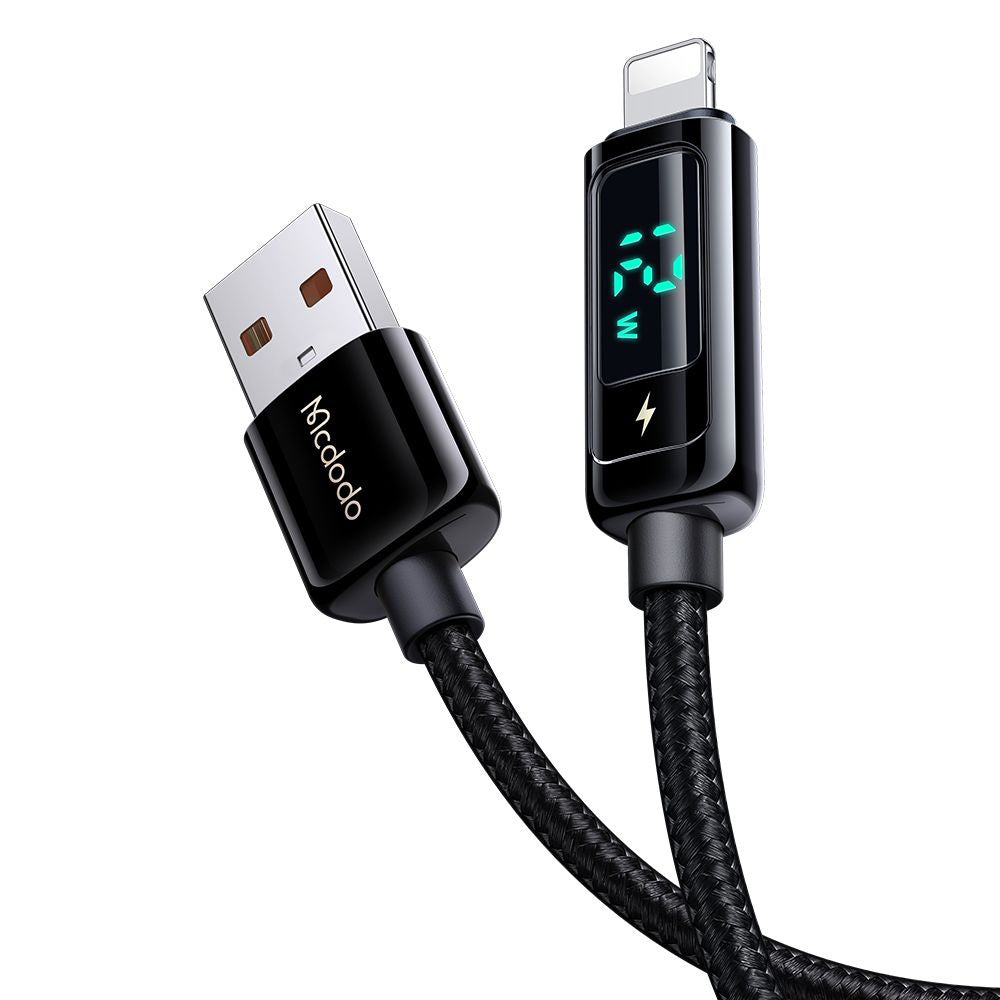 Кабел за данни и зареждане USB-A - Lightning McDodo CA-9940 Display, 12W, 1.2m, Черен