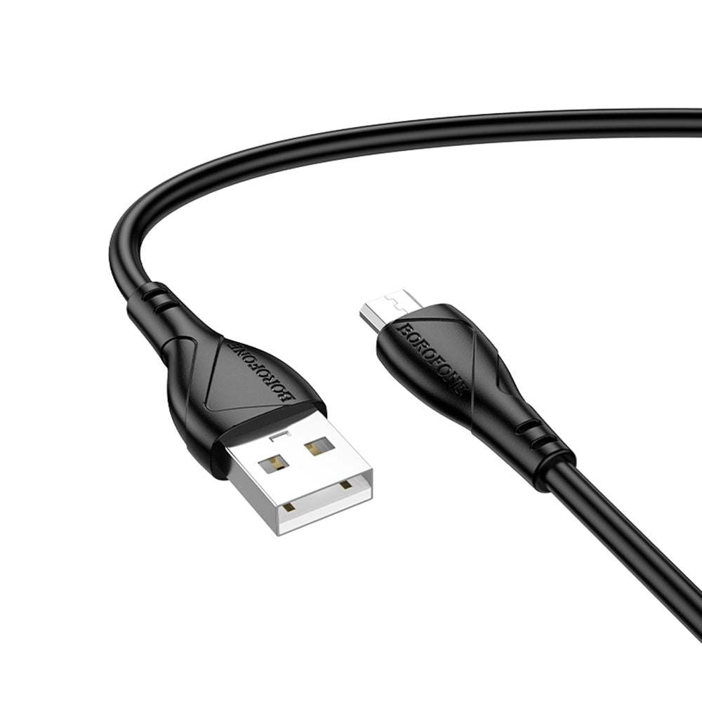 Кабел за данни и зареждане USB-A - microUSB Borofone BX121 Energy, 18W, 1m, Черен