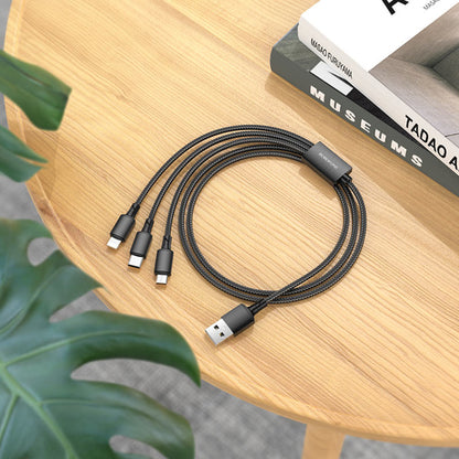 Кабел за зареждане USB-A - Lightning / microUSB / USB-C Borofone BX72, 18W, 1m, Черен