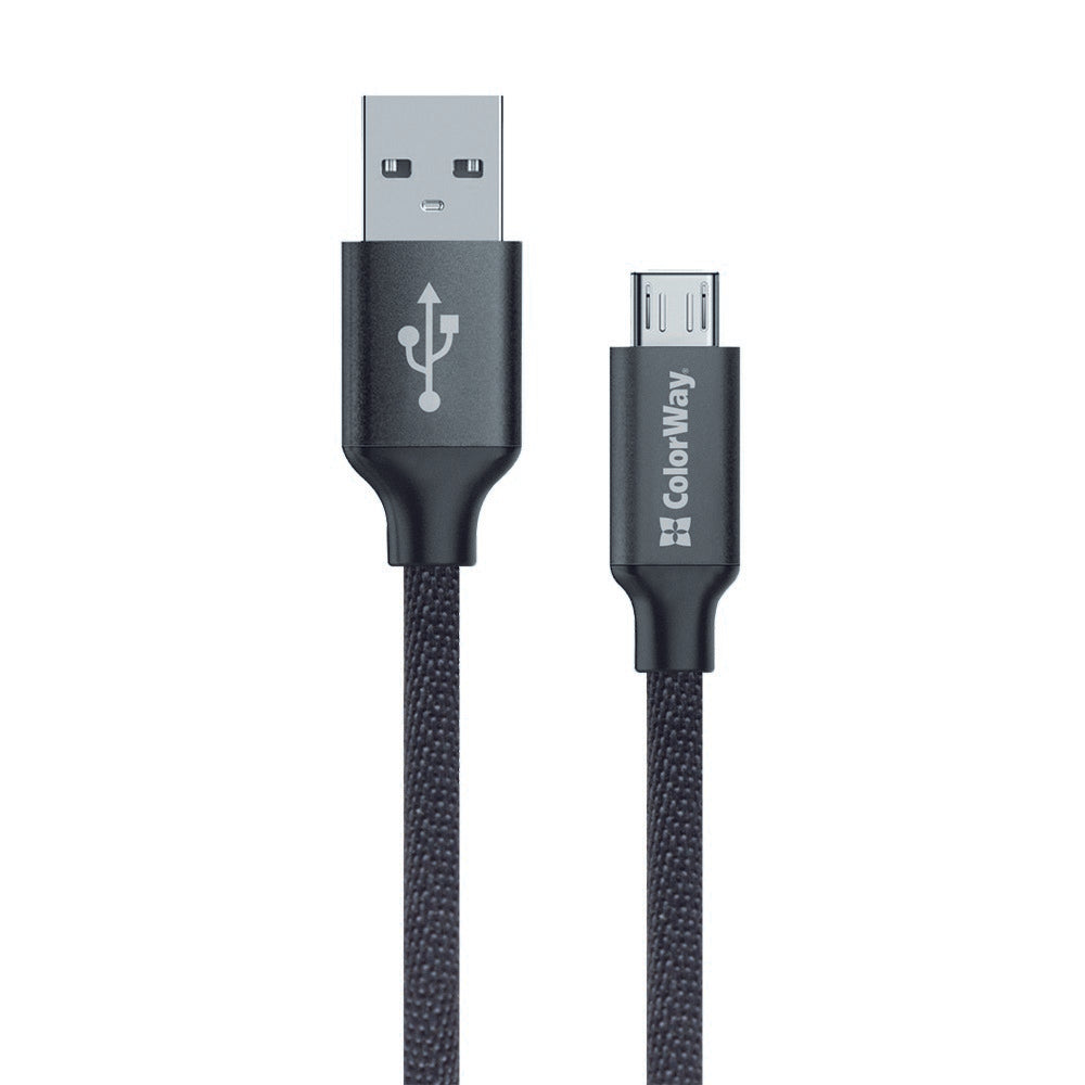 Кабел за данни и зареждане USB-A - microUSB ColorWay CW-CBUM002, 18W, 1m, Черен