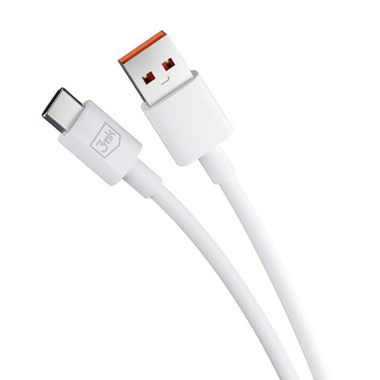 Кабел за данни и зареждане USB-A - USB-C 3MK Hyper, 60W, 1.2m, Бял