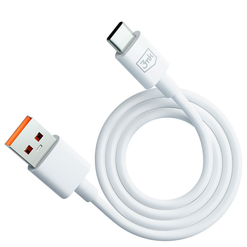 Кабел за данни и зареждане USB-A - USB-C 3MK Hyper, 60W, 1.2m, Бял
