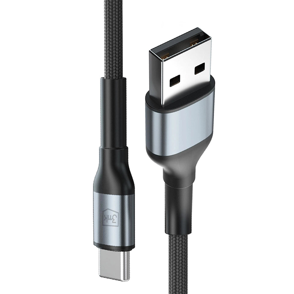 Кабел за данни и зареждане USB-A - USB-C 3MK Hyper N, 18W, 2m, Черен