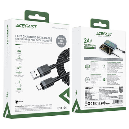 Кабел за данни и зареждане USB-A - USB-C Acefast C14-04, 18W, 1.2m, Черен