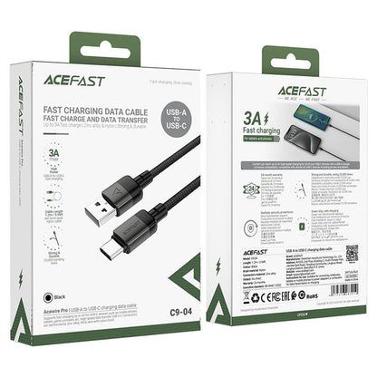 Кабел за данни и зареждане USB-A - USB-C Acefast C9-04, 18W, 1.2m, Черен