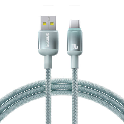 Baseus Discolor USB-A to USB-C Data and Charging Cable, 100W, 2m, Blue Green E0418500