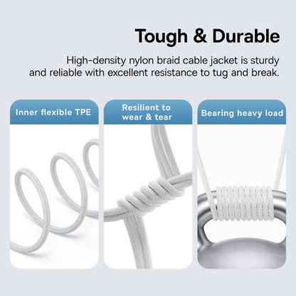 Кабел за данни и зареждане USB-A - USB-C Baseus Gem, 100W, 2m, Бял P10373002211-01