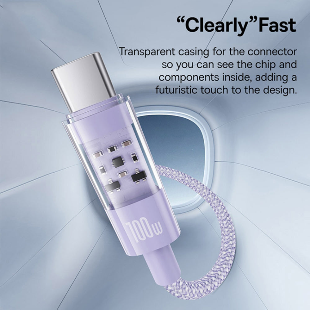 Кабел за данни и зареждане USB-A - USB-C Baseus Gem, 100W, 2m, Лилав P10373002511-01