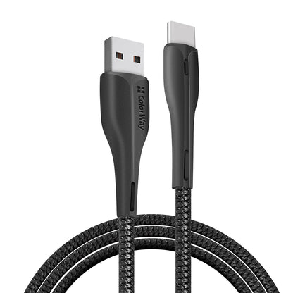 Кабел за данни и зареждане USB-A - USB-C ColorWay CW-CBUC034, 18W, 1m, Черен