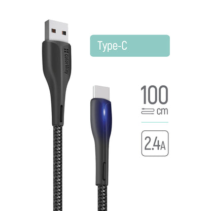 Кабел за данни и зареждане USB-A - USB-C ColorWay CW-CBUC034, 18W, 1m, Черен