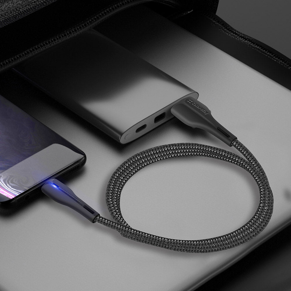 Кабел за данни и зареждане USB-A - USB-C ColorWay CW-CBUC034, 18W, 1m, Черен