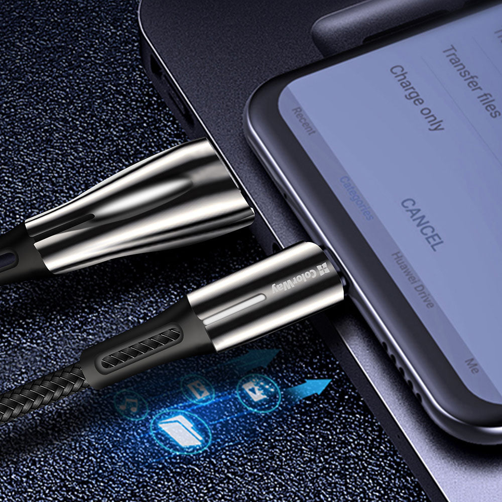 Кабел за данни и зареждане USB-A - USB-C ColorWay CW-CBUC035, 18W, 1m, Черен